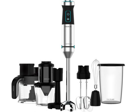 Cecotec Power TitanBlack 1500 XL hand blender, with stainless steel/black accessory set, 1500 watts, with chopper, spiralizer, potato masher, whisk Mikseri