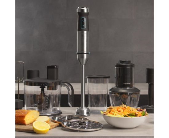 Cecotec Power TitanBlack 1500 XL hand blender, with stainless steel/black accessory set, 1500 watts, with chopper, spiralizer, potato masher, whisk Mikseri