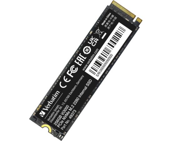Verbatim Vi3000 256GB, SSD PCIe 3.0 x4, NVMe, M.2 2280 HDD Iekšējie cietie diski