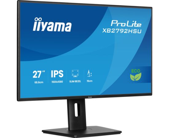 iiyama Prolite XB2792HSU-B1, LED monitor - 27 - black (matte), FullHD, IPS, HDMI, DP, USB hub, adjustable stand, 120Hz panel Monitori