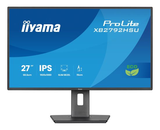 iiyama Prolite XB2792HSU-B1, LED monitor - 27 - black (matte), FullHD, IPS, HDMI, DP, USB hub, adjustable stand, 120Hz panel Monitori