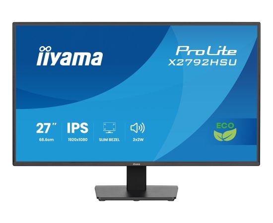iiyama Prolite X2792HSU-B1, LED monitor - 27 - black (matt), FullHD, IPS, HDMI, DP, USB hub, 120Hz panel Monitori