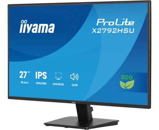iiyama Prolite X2792HSU-B1, LED monitor - 27 - black (matt), FullHD, IPS, HDMI, DP, USB hub, 120Hz panel Monitori