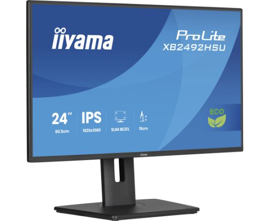 iiyama Prolite XB2492HSU-B1, LED monitor - 24 - black (matte), FullHD, IPS, HDMI, DP, USB hub, adjustable stand, 120Hz panel Monitori
