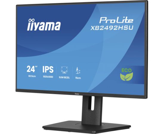 iiyama Prolite XB2492HSU-B1, LED monitor - 24 - black (matte), FullHD, IPS, HDMI, DP, USB hub, adjustable stand, 120Hz panel Monitori