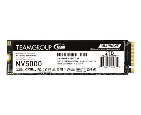 Team Group NV5000 2 TB SSD PCIe 4.0 x4 NVMe | M.2 2280 | Graphene Heatsink HDD Iekšējie cietie diski