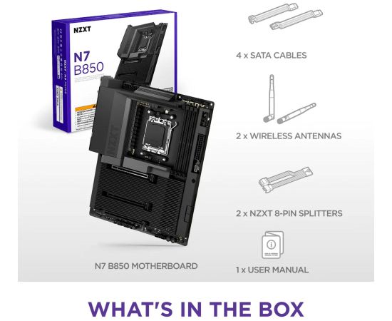 NZXT N7 B850 Black - Socket AM5 - motherboard Mātes plates