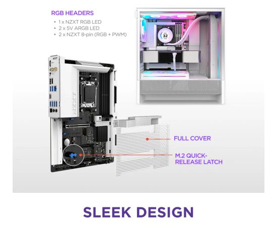NZXT N7 B850 White - Socket AM5 - motherboard Mātes plates