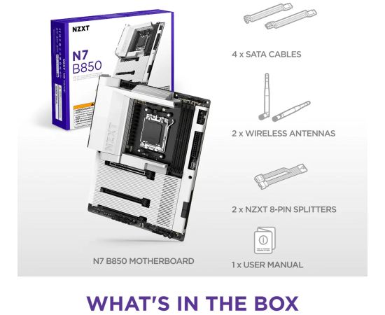 NZXT N7 B850 White - Socket AM5 - motherboard Mātes plates