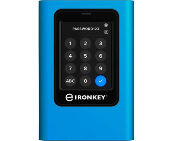 Kingston IronKey Vault Privacy 80 7.68 TB, External SSD blue/black, USB-C 3.2 Gen 1 (5 Gbit/s) SSD Cietie Diski (Solid state drive)