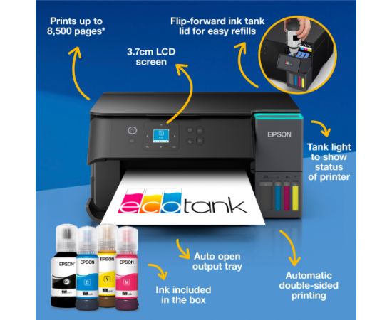 Epson EcoTank ET-2950, multifunction printer black, scan, copy, USB, Wi-Fi, duplex (print) Струйные многофункциональные устройства 