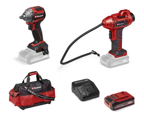 EINHELL machine set TP-CW 18/260 + CE-CC 18 Kit, impact wrench red/black, 1x Li-ion battery 4.0 Ah, with bag Новинки Для дома и сада 