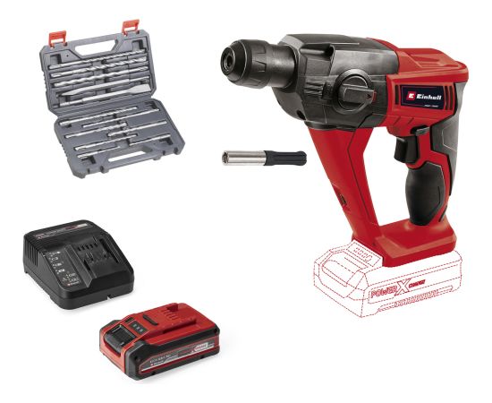 EINHELL Power X-Change cordless hammer drill TE-HD 18 Li, 18 Volt red/black, Li-Ion battery 4.0 Ah Plus, with drill and chisel set Новинки Для дома и сада 