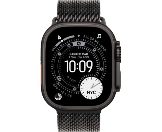 Apple Watch Ultra 3, Smartwatch black, 49 mm, Milanese strap black S, titanium case, Cellular Smart-Watch Pulksteņi