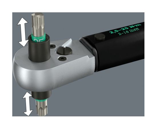 Wera torque wrench with push-through square drive Click-Torque Lock A 6 R/L black/green, 1/4" bit drive, 2.5 to 25 Nm Новинки Для дома и сада 