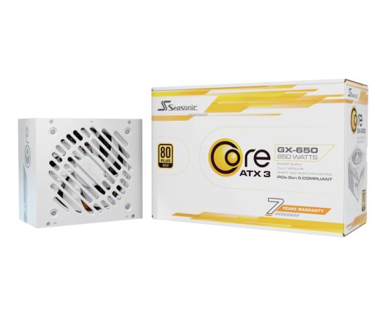 Seasonic Core GX-650-V2-WHITE 650W, PC power supply white, 1x 12-pin high power GPU, 2x PCIe, cable management, 650 watts Datoru barošanas bloki