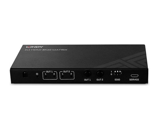 Lindy 2x2 8K60 Matrix HDMI Switch black, EDID Management, remote control Dažādi vadi