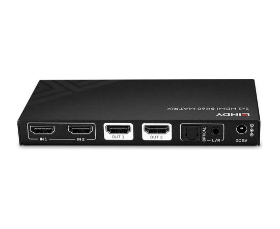 Lindy 2x2 8K60 Matrix HDMI Switch black, EDID Management, remote control Dažādi vadi