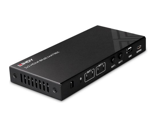 Lindy 2x2 8K60 Matrix HDMI Switch black, EDID Management, remote control Dažādi vadi