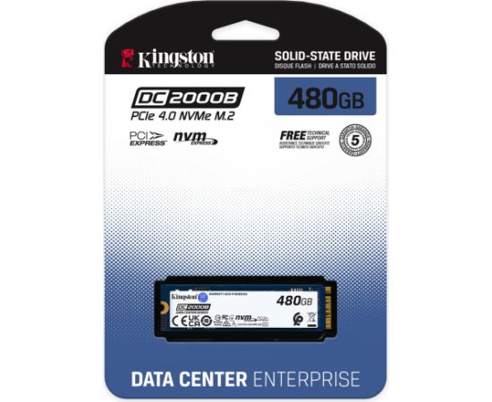 Kingston DC2000B 480GB, SSD PCIe 4.0 x4, NVMe, M.2 2280 HDD Iekšējie cietie diski