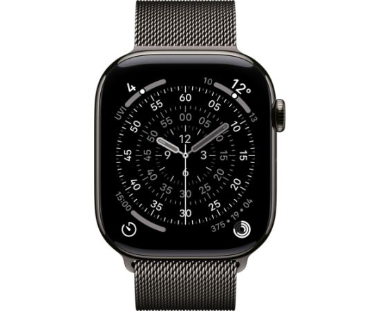 Apple Watch Series 11, Smartwatch Titanium Slate, Titanium Case, 46 mm, Milanese Strap Slate S/M, Cellular Smart-Watch Pulksteņi