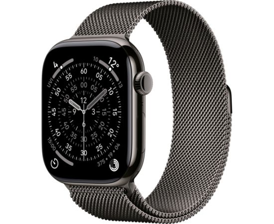 Apple Watch Series 11, Smartwatch Titanium Slate, Titanium Case, 46 mm, Milanese Strap Slate S/M, Cellular Smart-Watch Pulksteņi