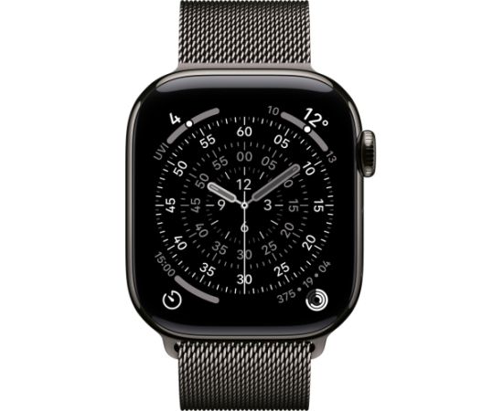 Apple Watch Series 11, Smartwatch Titanium Slate, Titanium Case, 42 mm, Milanese Strap Slate S/M, Cellular Smart-Watch Pulksteņi