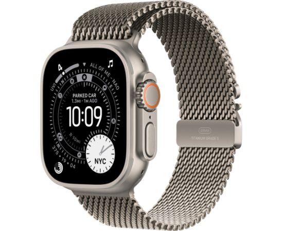 Apple Watch Ultra 3, Smartwatch titanium, 49 mm, Milanese bracelet titanium natural S, titanium case, cellular Smart-Watch Pulksteņi