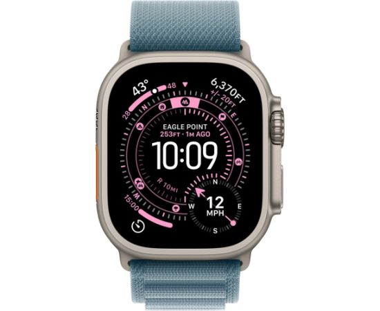 Apple Watch Ultra 3, Smartwatch titanium, 49 mm, Alpine Loop light blue L, titanium case, cellular Smart-Watch Pulksteņi