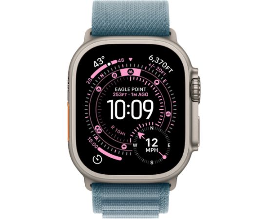 Apple Watch Ultra 3, Smartwatch titanium, 49 mm, Alpine Loop light blue S, titanium case, cellular Smart-Watch Pulksteņi