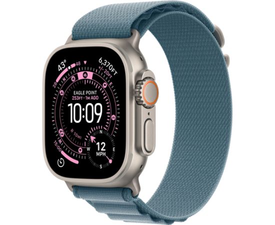 Apple Watch Ultra 3, Smartwatch titanium, 49 mm, Alpine Loop light blue S, titanium case, cellular Smart-Watch Pulksteņi