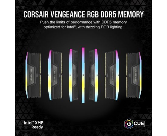 Corsair DDR5 - 32GB - 6000 - CL - 38 (2x 16 GB) Dual Kit, RAM Black, CMH32GX5M2B6000C38, Vengeance RGB, INTEL XMP RAM Operatīvā atmiņa