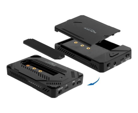 DeLOCK USB Type-C Enclosure for 1 x M.2 NVMe SSD + 1 x 2.5” SATA SSD / HDD, drive enclosure black, with clone function Korpusi ārējiem HDD, SSD