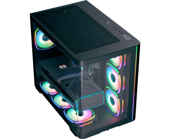Aerocool P500C EVO-G-BK-v1, tower case Black, Tempered Glass x 2 Datoru korpusi