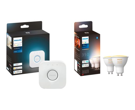 Philips HUE White Ambiance GU10 + Bridge, LED lamp twin pack, replaces 35 watts, incl. Hue Bridge Декоративное освещение 