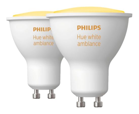 Philips HUE White Ambiance GU10 + Bridge, LED lamp twin pack, replaces 35 watts, incl. Hue Bridge Декоративное освещение 
