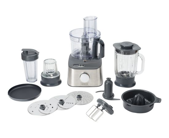 Kenwood MultiPro Compact+ food processor, silver, 800 watts, integrated scale, blender attachment and Blend-Xtract 2GO Virtuves kombaini