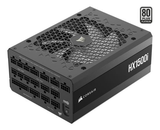 Corsair HX1500i (2025), PC power supply black, 2x 12V 2x6 PCIe, 5x PCIe, cable management, 1500 Watt Datoru barošanas bloki