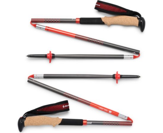Black Diamond Trekking Poles Pursuit Carbon Z, Fitness Equipment anthracite/orange, 1 pair, 130 cm Nūjošana