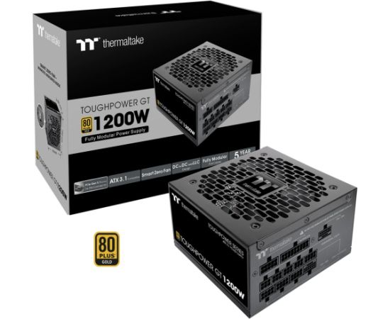Thermaltake Toughpower GT 1200W, PC power supply black, 2x 12-pin high power GPU, 5x PCIe, cable management, 1200 watts Datoru barošanas bloki