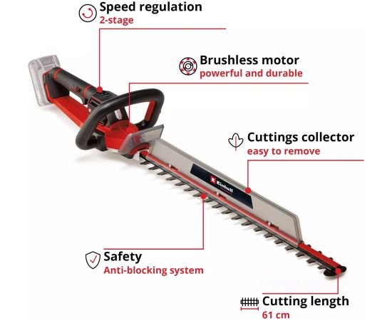 EINHELL Professional Cordless Hedge Trimmer GP-CH 18/61 Li BL-Solo, 18 Volt red/black, without battery and charger Новинки Для дома и сада 