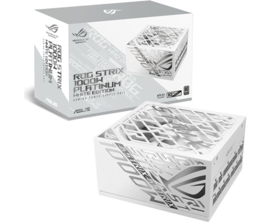 ASUS ROG-STRIX-1000P-GAMING-WHITE, PC power supply white, 1x 12-pin High Power GPU, 4x PCIe, cable management, 1000 Watt Datoru barošanas bloki
