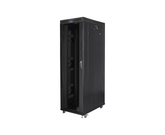 Lanberg Rack cabinet 19" free-standing 42U/800x1200 (flat pack) with glass door, LCD FF01-8242-12BL Black Serveri un to komponentes