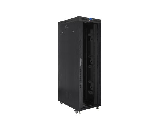 Lanberg Rack cabinet 19" free-standing 42U/800x1200 (flat pack) with glass door, LCD FF01-8242-12BL Black Serveri un to komponentes