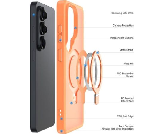 Case Dux Ducis Yind Magnetic Stand Samsung S948 S26 Ultra orange Neoriģinālie Maciņi