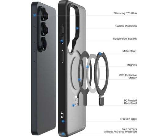 Case Dux Ducis Yind Magnetic Stand Samsung S948 S26 Ultra black Neoriģinālie Maciņi