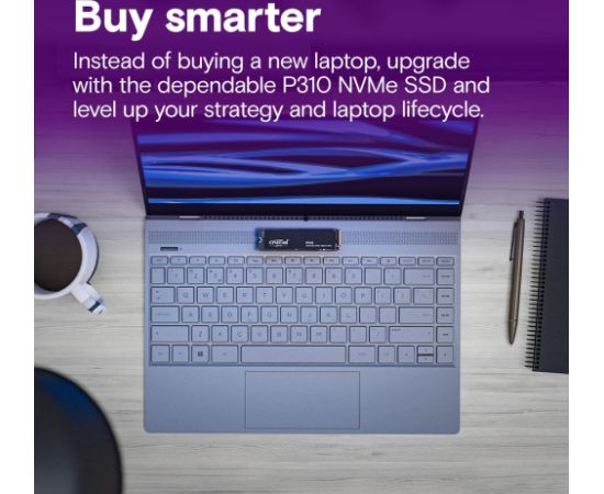 SSD CRUCIAL 220xTBW rating Read speed 7100 MB/s Write speed 6000 MB/s NVMe Yes PCI Express 4.0 M.2 1000 GB CT1000P310SSD8-T SSD Cietie Diski (Solid state drive)