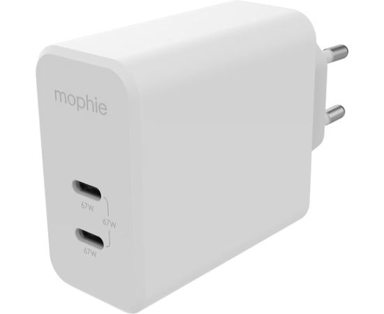 Mophie GaN Charger Dual USB-C 67W Telefonu lādētāji 220v
