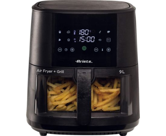 Ariete 9L black air fryer, 1500 watts, 9-liter basket, with viewing window Taukvāres katli