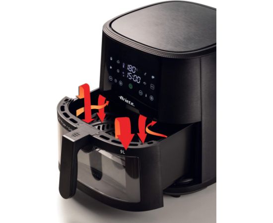 Ariete 9L black air fryer, 1500 watts, 9-liter basket, with viewing window Taukvāres katli
